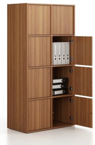 Kancelárska skriňa FRAME, 8x dvere, 872 x 450 x 1735 mm, PUSH-lock, orech