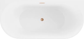 Mexen Oval, voľne stojaca nástenná vaňa 140 x 75 cm, biela-čierna, medený prepad, 52671407575-65