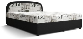 Manželská posteľ Boxspring 140 cm Brick Comfort (čierna + vzor vlny) (s matracom a úložným priestorom). Vlastná spoľahlivá doprava až k Vám domov. 1055773