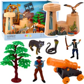 LEAN Toys Sada kovbojských figúrok divoký západ čln delo