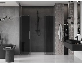 Mexen Velar L Duo, posuvné sprchové dvere do otvoru 180 cm, 8mm šedé sklo, grafit brúsený, 871-180-003-42-66