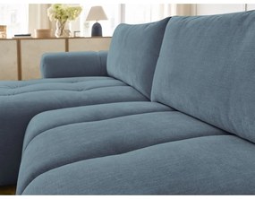 Modrá rozkladacia/s úložným priestorom rohová pohovka (ľavý roh/s leňoškou) Fuji – Bobochic Paris