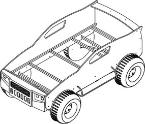 Detská posteľ Jeep 90x200 cm, červené závodné auto