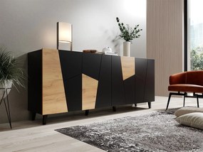 Komoda Itrulto, Farby: čierna/čierna + dub craft