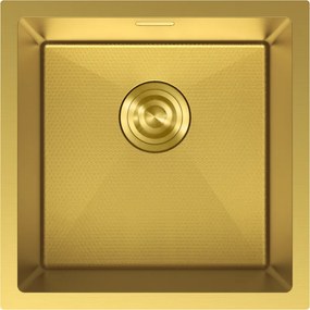 Mexen Trixo, 1-komorový nerezový drez 440 x 440 mm, brúsená zlatá, vzor voština, 6413441000-55HC