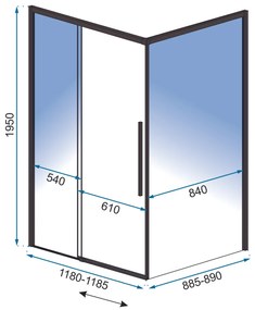 Sprchovací kút MAXMAX Rea SOLAR 120x90 cm - čierny