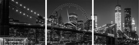 Obraz Brooklyn mosta v New Yorku (s hodinami) (90x30 cm)