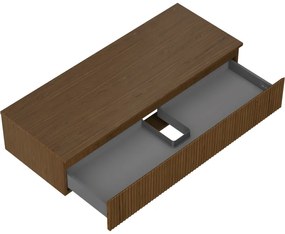 Mexen Rivel, kúpeľňová skrinka pod umývadlo 120 cm s hornou časťou, 1 zásuvka, drážkovaná, orech, 91A20-12023-1-BFC86