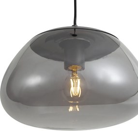 Retro závesná lampa kovovo sivá s dymovým sklom - Giselle