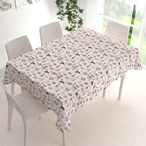 Biante Bavlnený obdĺžnikový obrus Sandra SA-479 Levandule na krémovom 50x100 cm