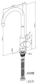 Villeroy & Boch Umbrella - Drezová batéria stojanková, otočné rameno, lesklá nerez 925300LE