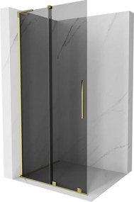 Mexen Velar L, posuvná sprchová zástena Walk-in 100 x 200 cm, 8mm šedé sklo, zlatá lesklá, 871-100-003-43-50