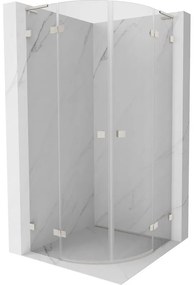 Mexen Lunar, L polkruhový výklopný sprchový kút 90 x 90 cm, 8mm číre sklo, oceľový profil, 833L-090L-090P-97-00