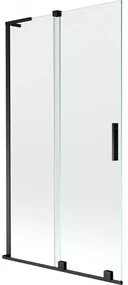 Mexen Velar L, 2-krídlová posuvná vaňová zástena 100 x 150 cm, 8mm číre sklo, čierna matná, 896-100-003-01-70
