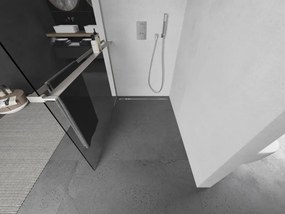 Mexen Kioto+, sprchová zástena Walk-In s poličkou a vešiakom 115 x 200 cm, 8mm číre sklo, brúsená oceľ profil, 800-115-121-97-00