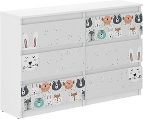Wooden Toys Detská komoda R-120 ZVIERATKÁ