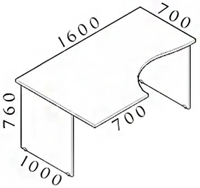 Ergonomický stôl Visio 160 x 100 cm, ľavý, javor