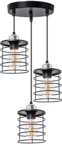Toolight - Stropná lampa závesná trojitá kovová 3xE27 392204, čierna, OSW-04003