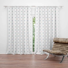 Sablio Záves Srdiečka na bielej: 2 ks 140x250 cm