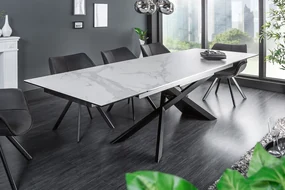 Rozkladací jedálenský stôl Euphoria keramická doska v mramorovom vzhľade 180-220-260cm