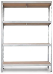 Bezskrutkový kovový regál RIVET BUDGET, 180x120x40 cm, 4x HDF polica, zinok