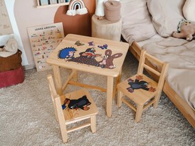 ČistéDrevo Drevený detský stolček so stoličkami - Krtko