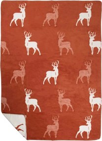 Béžovo-hrdzavý obojstranný pléd s jeleňami Deer Rusty XL – 150*200*3 cm