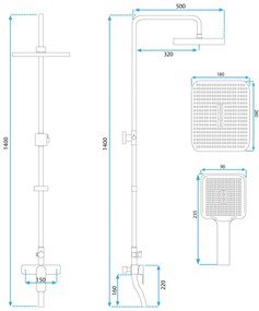 Rea Maximus, sprchová súprava s vaňovou výlevkou a dažďovou a ručnou sprchovou hlavicou, zlatá lesklá, REA-P2410