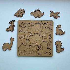 Drevené detské puzzle - Dinosaury - Javor