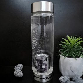 Sklenená fľaša s ametystom Crystal 500 ml - priehľadná