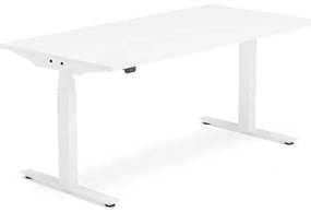 Výškovo nastaviteľný stôl MODULUS, T-rám, 1600x800 mm, biela/biela