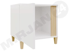 Nočný stolík Anrok P AR14, Farby: biela / biely lesk + čierny lesk