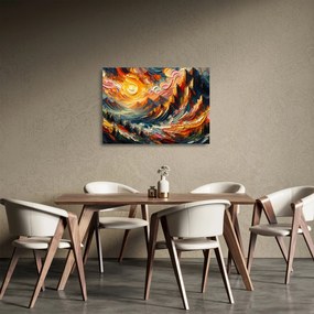 Sklenený obraz - Hory zalité slnkom (70x50 cm)