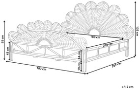 Ratanová pávia posteľ 180 x 200 cm svetlé drevo FLORENTINE Beliani