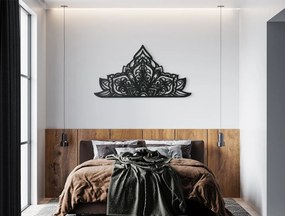 drevko Polovičná mandala z dreva Ornament Rozmer obrazu: 35,5 x 65 cm, Farba dekorácie: Čierna