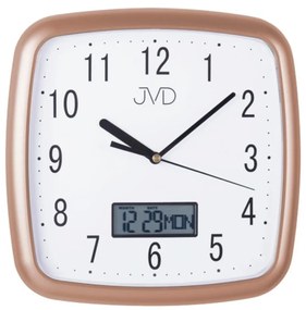 Plastové nástenné hodiny JVD DH615.5 metalická ružová