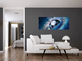 Obraz - Futbalová lopta vo vesmíre (120x50 cm)