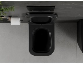 Mexen Madox, Rimless závesná wc misa 515x365x350 mm s pomaly padajúcim sedátkom SLIM z duroplastu, čierna matná, 30154070