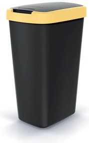 Odpadkový kôš s farebným vekom, 45 l, žltá / čierna