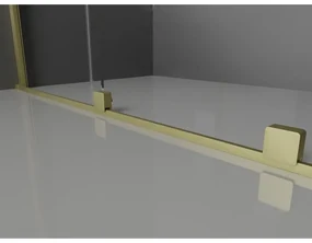 Mexen Velar, posuvné sprchové dvere do otvoru 90 cm, 8mm šedé sklo, zlatá matná, 871-090-000-41-55