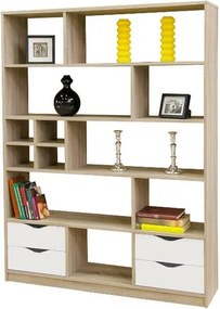 Regál / knižnica Sten 2, dub sonoma/biela