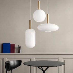 Toolight - Sklenená závesná lampa APP668-1CP, mliečne sklo, zlatá-biela, OSW-04662