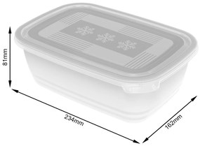 Plastové dózy do mrazničky, Rotho FREEZE, biela, sada 2 x 1,9l (24x16x8)