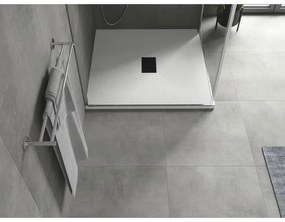 Mexen Hugo, štvorcová sprchová vanička SMC 100 x 100 cm, biela, čierna krytka, 42101010-B