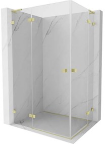 Mexen Lunar, L Duo výklopný sprchový kút 90 x 70 cm, 8mm číre sklo, zlatý matný profil, 834L-090L-070P-55-00