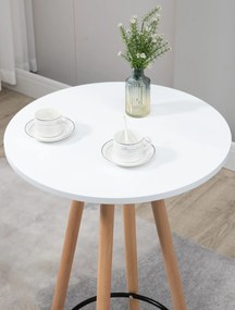Barový stôl Livia natura, okrúhly - v107 x 60 x 60 cm - Biela
