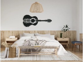 drevko Drevená nálepka na stenu Gitara Rozmer obrazu: 27 x 65 cm, Farba dekorácie: Čierna