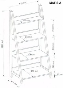 Regál Matis A 52 cm dub přírodní/černý
