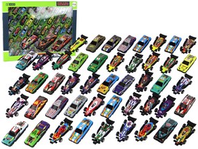LEAN TOYS Sada pružinových viacfarebných áut – 50 kusov
