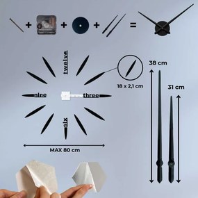 Moderné originálne nalepovacie nástenné 3D hodiny | SENTOP 12S012